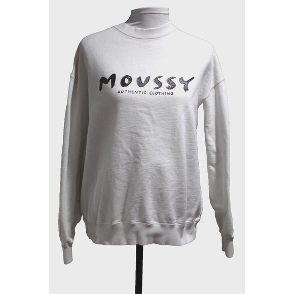 Women's Vintage Moussy Authentic Clothing Logo Egg Shell Sweatshirt Size Free - Picture 1 of 7